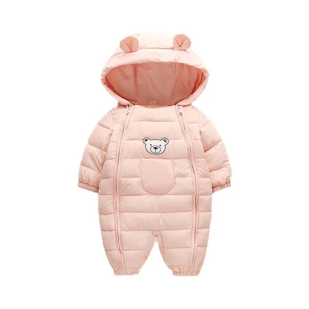 OLEKID 2023 Autumn Winter Baby Girls Romper Hooded Thick Cartoon Ear Cotton Baby